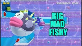 Eaten 17 Times By A Giant Porcupuffer! Super Mario Maker 2 "BIg Mad Fishy" By MushBroom