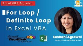 For Loop in Excel VBA | Definite Loop | For Next | Automation| Excel VBA Tutorial | Eeshani Agrawal