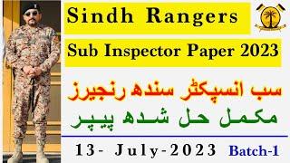 Sindh Rangers Sub inspector paper 2023 | Sindh rangers sub inspector past papers