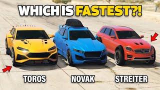 GTA 5 ONLINE - TOROS VS STREITER VS NOVAK (WHICH IS FASTEST?)