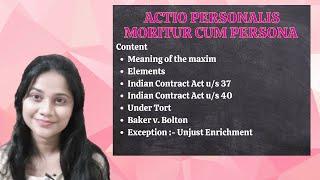 Actio Personalis Moritur Cum Persona | Person's action dies with the person  CLAT LLB, NET UGC, SET