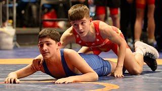 U17 Iannis Lupu (GER) vs Abdoula Sadirkhanov (FRA) 51kg. Freestyle boys youth wrestling. B-cam-man