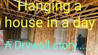 Hanging drywall, 1 house 1 day, full crew start to finish drywall hang. Work vlog