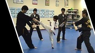 8 Yrs Old Kid - Taekwondo Board Breaking 4 Kicks - Black Belt Test 1st Dan