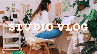 STUDIO VLOG  packing Patreon happy mail, drawing + new stickers!
