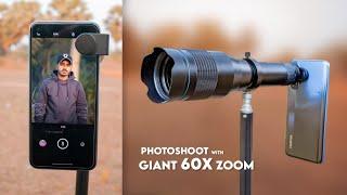 Photoshoot with MASSIVE 60X Zoom Lens for Mobile Camera | 60X HD Mobile Telephoto Lens