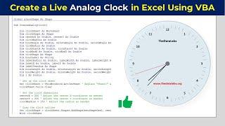 How to create a Live and Beautiful Analog Clock in Excel using VBA?