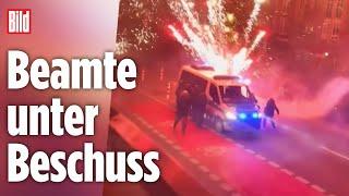 Kugelbombe explodiert über Polizeiwagen in Berlin