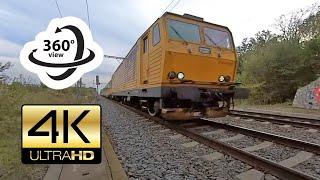 Trains running by 360° camera (4K)