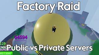 Factory Raid in Public Servers Vs Private Servers ( Blox Fruits )