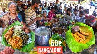 Bangalore Shobha Aunty Serve Lunch | 2500 People Eat Everyday | 15 Different Items | Street Food