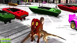 DINOSAURS Epic Boat Party Colors & Nursery Rhymes For Kids