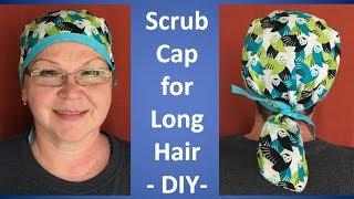 Scrub Cap Pattern for a model with Long Hair and How to Sew DIY Tutorial