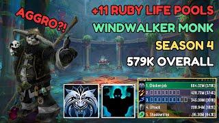 Windwalker Monk Pov 579k Overall | +11 Ruby Life Pools | Dragonflight Season 4 | 10.2.7