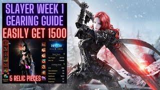 Lost Ark How to Gear Slayer Week 1 ~WHAT RELIC PIECES TO CRAFT TO REACH 1500+ WEEK 1!~