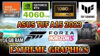 Asus TUF Gaming A15 2023 Forza Horizon 5  Gaming Test | RTX  4060 Laptop | Ryzen 7 7735HS