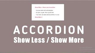 Accordion in Show Less and Show More using HTML CSS and JQUERY