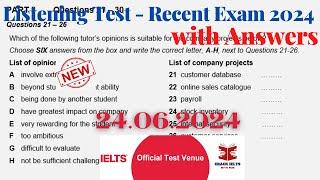 IELTS Listening Actual Test 2024 with Answers | 24.06.2024