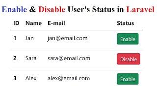How to Enable & disable User's Status in Laravel