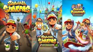 subway Surfers First version/primeira versão 2012 vs Copenhagem 2017 vs Copenhagem 2021