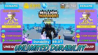 Muscle Legends - UNLİMİTED DURABİLİTY!! - OG Gold Warrior Pets Glitch ( 1Million Strength )