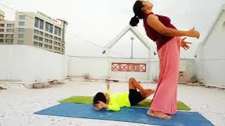 Mother's Day celebration mom and son yoga duo