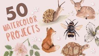 50 Watercolor Tutorials!  Watercolor With Me: In The Forest