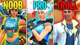 Valorant: NOOB vs PRO vs TROLL - Funniest Fails & Pros Trolling - Valorant Highlights Montage