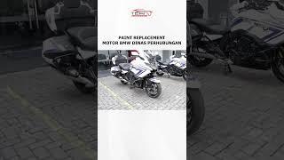 Repaint motor BMW Dinas Perhubungan hitam ke putih di Tekno Body & Paint - Tekno Body and Paint