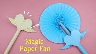 DIY Paper FAN | Beautiful Fairy Magic Wand - Pull Down Will Turn Into a Beautiful Fan |摺紙—機關扇子可伸縮