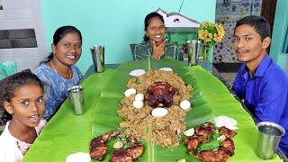 எங்க வீட்டு சண்டே பிரயாணி / நம்ம வீட்டு விருந்தாளி / Chicken Biryani with Full Grilled Chicken