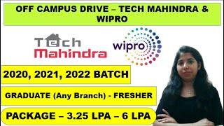 Tech Mahindra & Wipro WILP Program 2022 | Off Campus Drive | Any Branch Graduate | Fresher Jobs