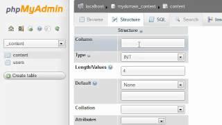 Modifying table columns in phpMyAdmin