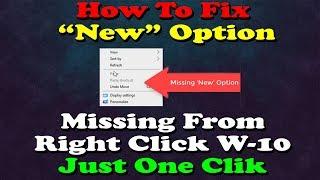 How To Fix | “New” Option Missing | From Right Click Menu | Window 10 | Just One Click | FHD 60 FPS