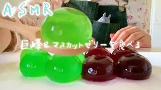 【ASMR】久しぶりの実写ぶどう&マスカットゼリーを食べました[Chewing sound of grape & muscat jelly]