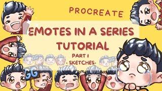  how I draw twitch/discord emotes that belong in the same series - part 1 - sketching!