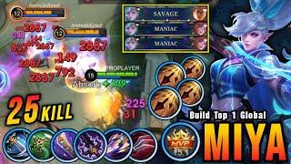 SAVAGE & MANIAK!! 25 Membunuh Miya Kecepatan Serangan Penuh Build Auto SAVAGE - Build Top 1 Global Miya ~ MLBB