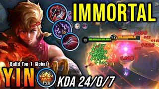 24 Kills No Death!! New One Shot Build Yin Insane LifeSteal - Build Top 1 Global Yin ~ MLBB