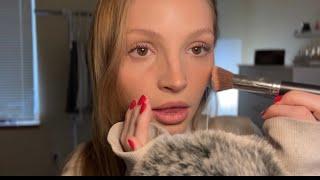 ASMR DOING MY MAKEUP (Whispering, Tapping, Mic Brushing)