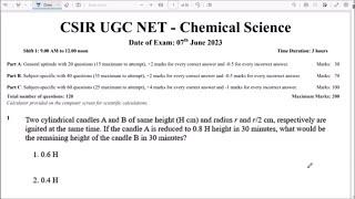 CSIR UGC NET (JRF/LS) 2023 June Chemical Science ||  Question Ppaper Detailed Solutions