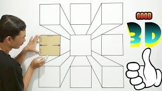 WALL PAINT OPTICAL ILLUSION 3D | GREAT FOR INTERIOR DESIGN GOOD | ART PAINTING DECORATION