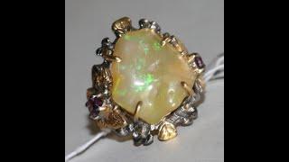 Опал Золотой.Крупное кольцо с золотым опалом.Opal ring of Ephilpia.#опал  #обзор #украшения