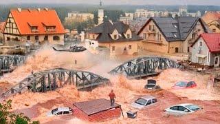 Mass Evacuation in Poland! City washed away after dam burst, bridge collapsed, Europe is shocked