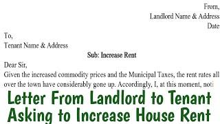 Letter From Landlord to Tenant Asking to Increase House Rent