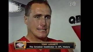 Jason Dunstall interviews Tony Lockett after he kicks his 1300th goal.