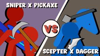 SDS FIGHT ANIMATION 2v2: Sniper x Pickaxe vs Scepter x Dagger