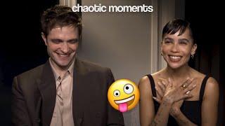 robert pattinson and zoe kravitz being chaotic during the batman press tour