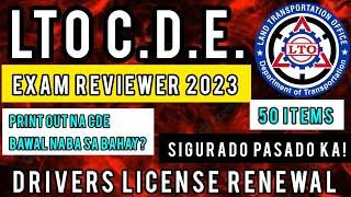 LTO C.D.E  EXAM REVIEWER 2023 | TAGALOG 50 ITEMS