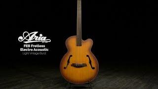 Aria FEB Fretless Electro Acoustic Bass Guitar, Light Vintage Burst | Gear4music demo