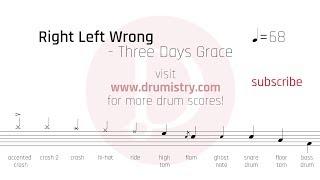 Three Days Grace - Right Left Wrong (clean) Drum Score